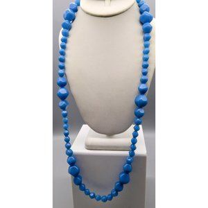 Vintage Trifari Blue Beads Necklace, Chic Lucite Strand